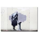 Afbeelding Banksy No.2 I linnen/massief sparrenhout - zwart/wit