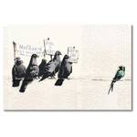Canvas Banksy No.11 I Tela / Legno massello di abete - Nero / Bianco