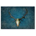 Afbeelding Deer Head linnen/massief sparrenhout - turquoise