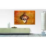 Wandbild Bloc Mask Leinen / Massivholz Fichte - Braun / Orange