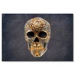 Afbeelding Happy Skull linnen/massief sparrenhout - meerdere kleuren