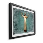 Canvas Blessing Jesus Legno massello di abete - Blu / Oro