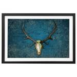 Tableau déco Deer Head Épicéa massif - Turquoise