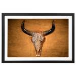 Canvas Bison Skull Legno massello di abete - Oro / Marrone