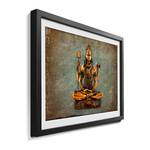 Quadro Lord Shiva Legno massello di abete - Verde / Oro
