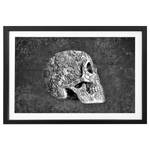 Wandbild Sugar Skull Massivholz Fichte - Schwarz / Weiß