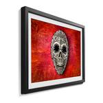 Quadro Skull On Red Legno massello di abete - Rosso / Grigio