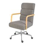 Fauteuil de bureau Capel Tissu / Chêne massif / Métal - Brun gris / Chêne clair / Argenté