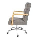 Fauteuil de bureau Capel Tissu / Chêne massif / Métal - Brun gris / Chêne clair / Argenté