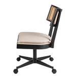 Fauteuil de bureau Davik Tissu / Frêne massif / Rotin - Crème / Frêne noir / Noir