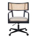 Fauteuil de bureau Devon Tissu / Frêne massif / Rotin - Crème / Frêne noir / Noir