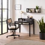 Bürostuhl Devon Webstoff / Esche massiv / Rattan - Creme / Esche Schwarz / Schwarz