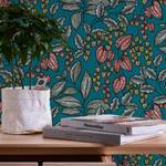 Vliesbehang Floral Impression I Vlies - Blauw/rood