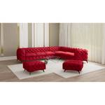 Gestoffeerde hocker Laviva I fluweel - Velours Ravi: Rood - Breedte: 80 cm