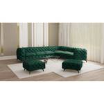 Gestoffeerde hocker Laviva I fluweel - Velours Ravi: Antiek groen - Breedte: 80 cm