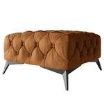 Gestoffeerde hocker Laviva I microvezel - Microvezel Priya: Cognackleurig - Breedte: 80 cm