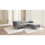 Ecksofa Laviva II Microfaser - Microfaser Enza: Grau - Breite: 261 cm - Ottomane davorstehend rechts