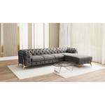 Ecksofa Laviva II Samt - Samt Ravi: Taupe - Breite: 323 cm - Ottomane davorstehend rechts