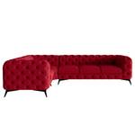 Hoekbank Laviva VI fluweel - Velours Ravi: Rood - 323 x 200 cm