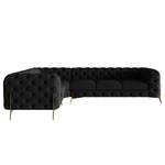 Ecksofa Laviva V Samt Ravi: Schwarz - 323 x 200 cm - Ausrichtung links