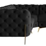 Ecksofa Laviva V Samt Ravi: Schwarz - 323 x 200 cm - Ausrichtung links