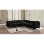 Ecksofa Laviva IV Samt - Samt Ravi: Schwarz - 262 x 262 cm - Gleichschenklig