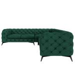 Hoekbank Laviva VI fluweel - Velours Ravi: Antiek groen - 323 x 262 cm