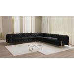 Ecksofa Laviva IV Samt - Samt Ravi: Schwarz - 323 x 323 cm - Gleichschenklig