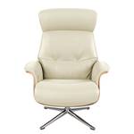 Fauteuil relax Anderson I Cuir véritable Neka : Blanc - Chrome brillant - Noyer