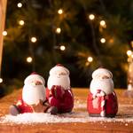 Kerstman Natale (3-delig) keramiek - wit/rood - Hoogte: 10 cm