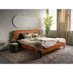 Gestoffeerd bed Steve Leer Jeen: Cognac - 180 x 200cm