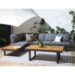 Loungeset Lavela höhenverstellbar 3-tlg. Braun - Grau - Metall - Metall - Massivholz - Textil