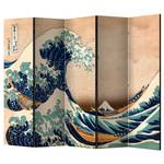 Paravento The Great Wave of Kanagawa Tessuto non tessuto su legno massello - Multicolore