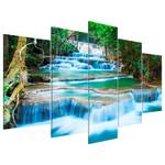 Wandbild Blauer Wasserfall in Thailand MDF / Leinwand - Mehrfarbig - 200 x 100 cm