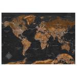 Fotobehang World Stylish Map premium vlies - bruin/zwart - 250 x 175 cm