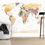 Fotobehang World Map premium vlies - meerdere kleuren - 200 x 140 cm