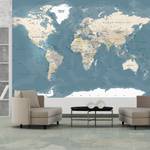 Fotobehang Vintage World Map premium vlies - meerdere kleuren - 200 x 140 cm