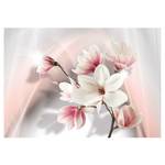 Papier peint White Magnolias Intissé premium - Blanc / Rose - 300 x 210 cm