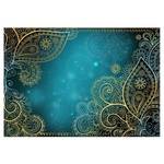 Papier peint Oriental Wings Intissé premium - Turquoise / Doré - 350 x 245 cm