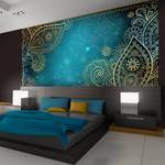 Fotobehang Oriental Wings premium vlies - turquoise/goudkleurig - 350 x 245 cm