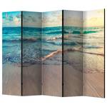 Kamerscherm Beach Punta Cana vlies op massief hout - blauw - 5-delige set