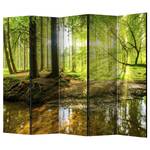 Paravento Forest Lake Tessuto non tessuto su legno massello - Multicolore - 5 pezzi