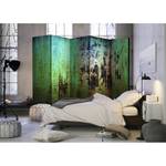 Kamerscherm Emerald Mystery vlies op massief hout - meerdere kleuren - 5-delige set