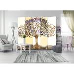 Paravento Golden Tree Tessuto non tessuto su legno massello - Multicolore - 5 pezzi