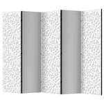 Paravento Floral Pattern Tessuto non tessuto su legno massello - Nero - Bianco - 5 pezzi