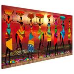 Wandbild African Women Dancing MDF / Leinwand - Mehrfarbig - 150 x 50 cm