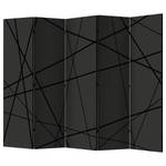 Kamerscherm Dark Intersection vlies op massief hout - zwart - 5-delige set
