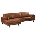 Ecksofa Jurga Antiklederlook - Microfaser Yaka: Cognac - Longchair davorstehend links