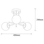 Plafondlamp Daisy III glas/ijzer - 3 lichtbronnen