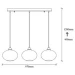 Suspension Smoked II Verre fumé / Fer - 3 ampoules